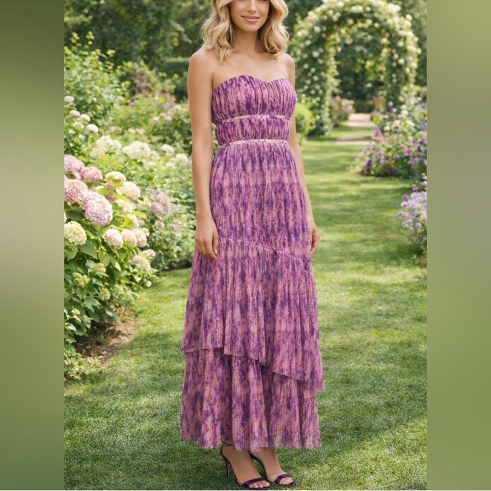 Hutch Womens Strapless Renza Gown Maxi Dress Size 8 Pink Purple